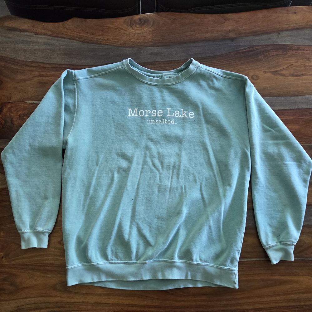 Unsalted Men's Blue Sweatshirt Party Like A Dock Star Faded Worn Large Graphic